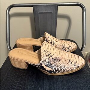 Gibson Latimer Snakeskin Mules - Cream and Black